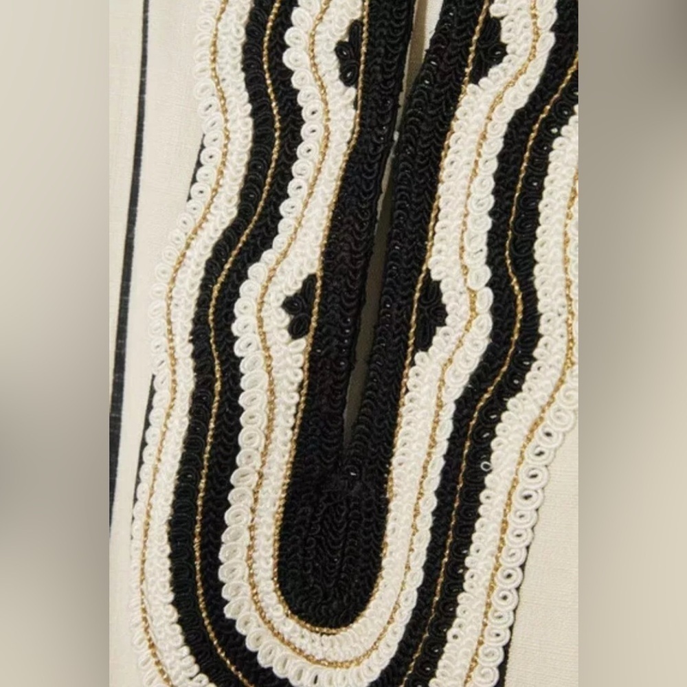 NWT Tory Burch Ivory Black Filipa Rayon Slub Stripe Tunic 4 - Picture 7 of 14